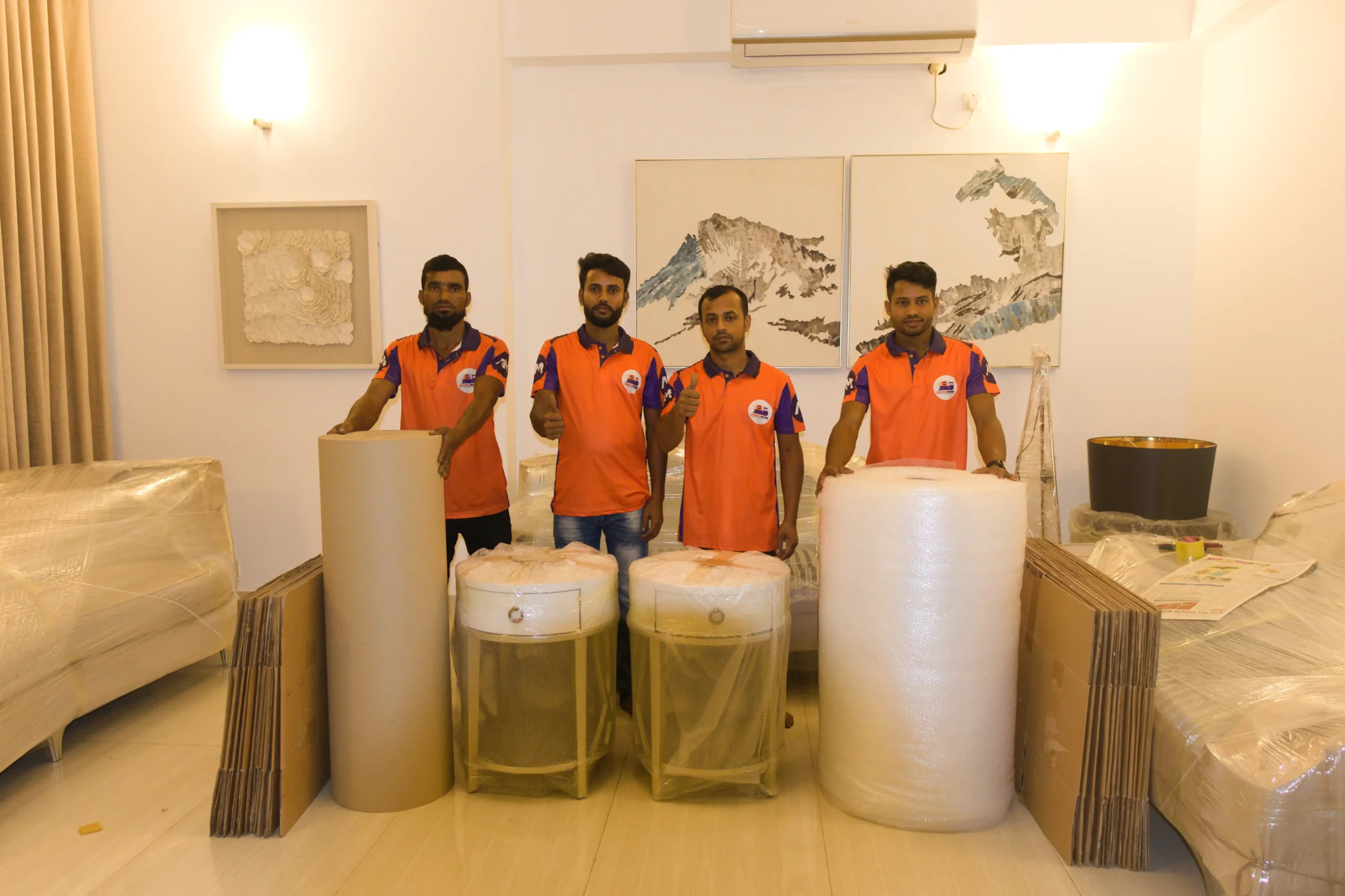 Advance Movers team with packed furniture